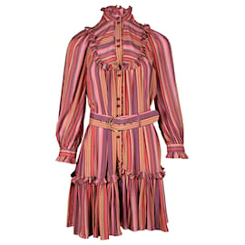 Zimmermann-Zimmermann Striped Mini Dress in Multicolor Cotton-Multiple colors