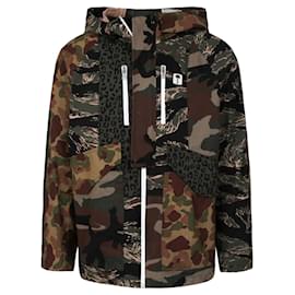 Palm Angels-Palm Angels Multi-Print Parka Jacket-Black