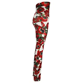 Dolce & Gabbana-Dolce & Gabbana Legging Imprimé Floral en Polyamide Blanc-Rouge