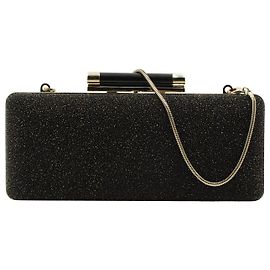 Diane Von Furstenberg Clutch box preta e dourada com brilho Preto