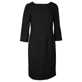 Philosophy Di Alberta Ferretti Schwarzes langärmliges Kleid mit blauem Spitzenbesatz Schwarz