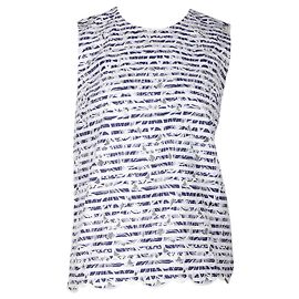 Erdem Top sans manches brodé en dentelle à rayures bleues et blanches Bleu