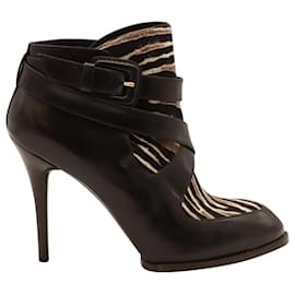 Tod's-Tod's Zebra Print Boots in Black Calf Hair and Leather-Other