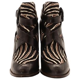 Tod's-Tod's Zebra Print Boots in Black Calf Hair and Leather-Other