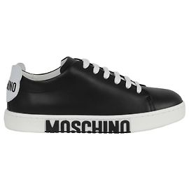 Baskets en cuir à logo Moschino Noir
