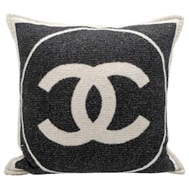 Chanel-CC Wool Throw Pillow-Black