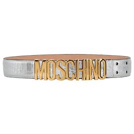 Ledergürtel mit Moschino-Logo Silber Metallisch