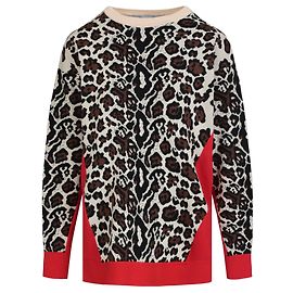 Stella Mc Cartney Stella McCartney Pullover aus einer Wollmischung mit Leopardenmuster Orange