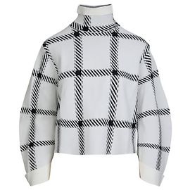 Stella Mc Cartney Stella McCartney Pullover mit Stehkragen und Karomuster Weiß