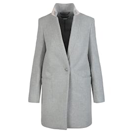 Stella Mc Cartney-Stella McCartney Fleur Felt-Collar Wool Blazer-Grey