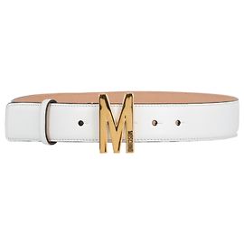Moschino Cinto de couro com fivela M Branco