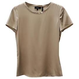 Theory-Theory Metallic Short Sleeve T-Shirt in Beige Silk-Beige