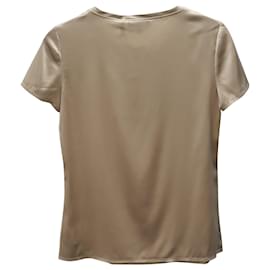Theory-T-shirt a maniche corte metallizzata Theory in seta beige-Beige