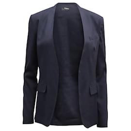 Theory-Theory Open-Front Blazer in Navy Blue Linen-Navy blue