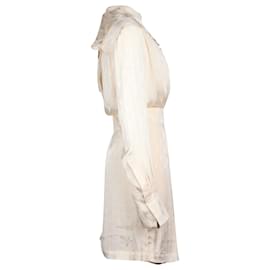Victoria Beckham-Vestido de jacquard plisado con efecto cruzado en acetato color crema de Victoria Beckham-Blanco,Crudo