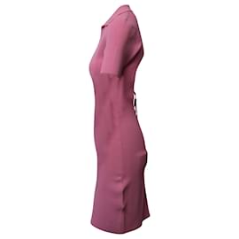 Jacquemus-Abito polo Jacquemus in maglia a costine con apertura sul retro in viscosa rosa-Rosa