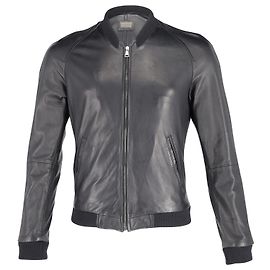Dolce & Gabbana Zip Bomber Jacket in Black Lambskin Leather  Black