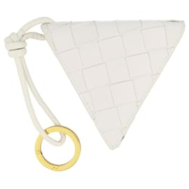 Bottega Veneta-Bottega Veneta White Intrecciato Triangle Keychain-White