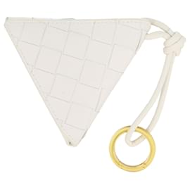 Bottega Veneta-Bottega Veneta White Intrecciato Triangle Keychain-White