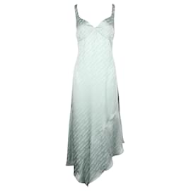 Off White-Off-White Logo Jacquard Sweetheart Neckline Dress in Green Acetate-Green