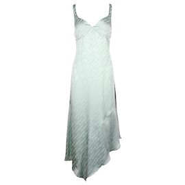 Off White Vestido jacquard com logo off-white e decote coração verde acetato Verde