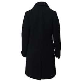Prada-Prada Einreihiger Mantel aus schwarzer Wolle-Schwarz