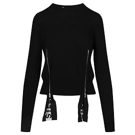 Stella Mc Cartney Stella McCartney Wollpullover mit Logostreifen Schwarz
