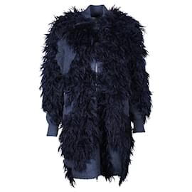 3.1 Phillip Lim-Dark Blue Faux Fur Boucle Jacket-Blue