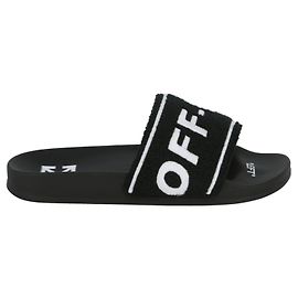 Off White Off-White Logo-Embroidered Terry Slides Black