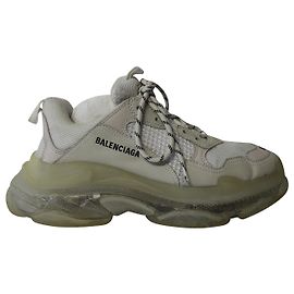 Balenciaga Triple S Clear Sole Sneaker in White Polyurethane White