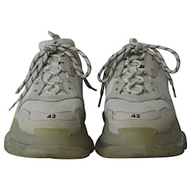 Balenciaga-Balenciaga Triple S Clear Sole Sneaker in White Polyurethane-White