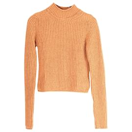 Acne-Acne Studios Mock Neck Sweater in Brown Cotton-Brown