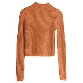 Acne-Acne Studios Mock Neck Sweater in Brown Cotton-Brown