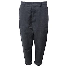 Ami Paris Oversized Chino Trousers in Grey Wool Grey
