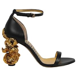 Moschino-Moschino Sculpted Baroque Heel Sandals-Black