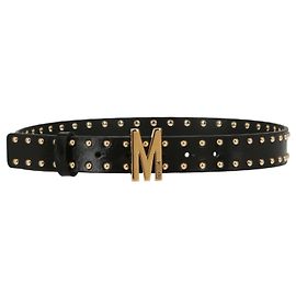 Moschino Gold Stud Cinto com fivela M Preto