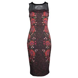 Karen Millen Vestido Midi Multicolorido com Top Net Outro