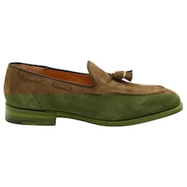 Church's-Church's Kingsley 2 Suede Tasseled Loafers in Army Green Suede-Green