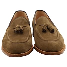 Church's-Church's Kingsley 2 Suede Tasseled Loafers in Army Green Suede-Green