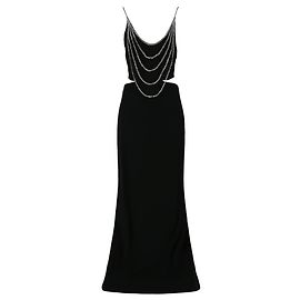 Stella Mc Cartney Stella McCartney - Robe longue ajustée ornée de cristaux Noir
