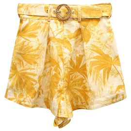 Zimmermann Short Mae Palm Tuck en Lin Multicolore Autre