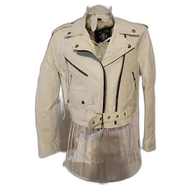 Autre Marque Blouson Perfecto en cuir blanc Blanc
