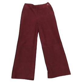 Chanel Lamb Leather Suede Effect Pants Dark red