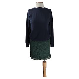 Sacai Luck Pulloverkleid Spitze Blau Grün Blau Grün