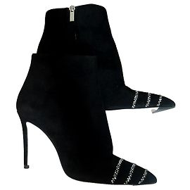 Jimmy Choo Ankle Boots Black Deerskin 38.5 Black