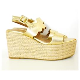 サンダル・ミュール Wedge shoes woman Castaner Castañer 80MM Metallic Wedge Sandals | Saks Fifth Avenue