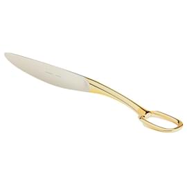 Hermès-Hermès : Couteau à dessert "Grand Attelage" en métal plaqué or. Neuf.-Autre