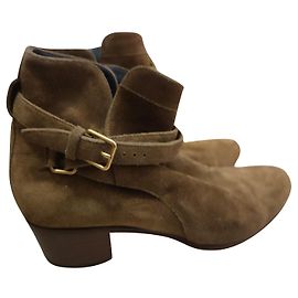 Bottes Saint Laurent en daim caramel Caramel