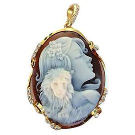 Autre Marque Cameo originale Leone e donna Marrone Bianco