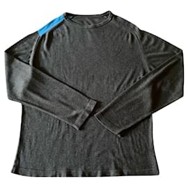 John Smedley-John Smedley mottled khaki cotton turquoise detail sweater Size M-L-Khaki,Turquoise